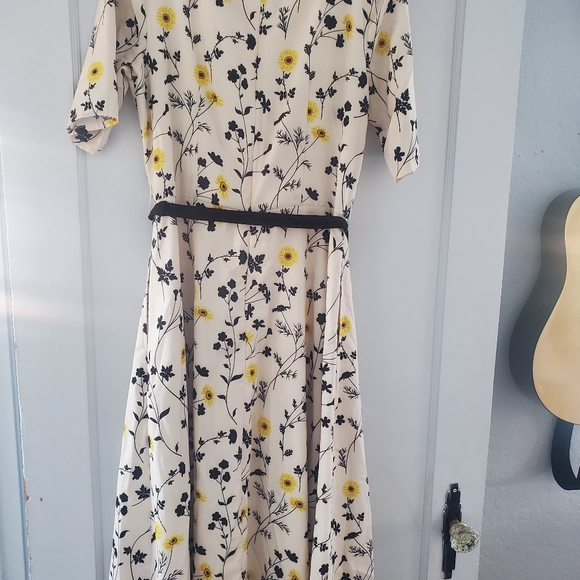Vintage floral dress WITH POCKETS, 40s style M-L - Picture 3 of 5